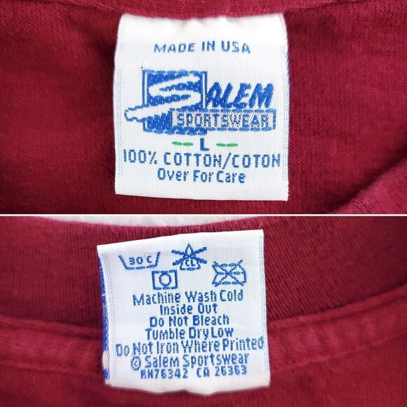 Redskins Vintage T-Shirt AOP Single Stitch 1994 90s Salem Sportswear USA Large - Picture 4 of 15